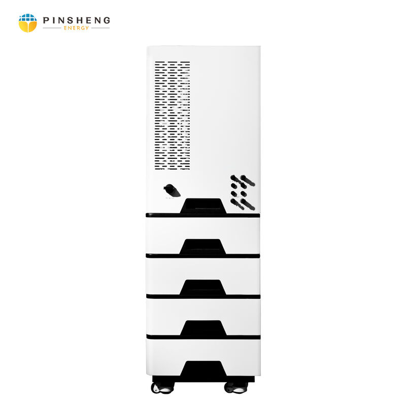 Pinsheng All-in-One gestapelde modules 51.2V LiFePO4 Lithiumbatterij 10Kwh 20Kwh energieopslagbatterij en 10Kw hybride omvormer